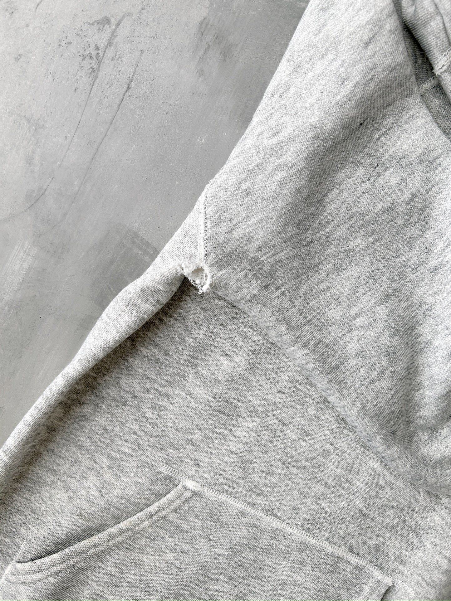 Heather Gray Raglan Hoodie 80's - Small