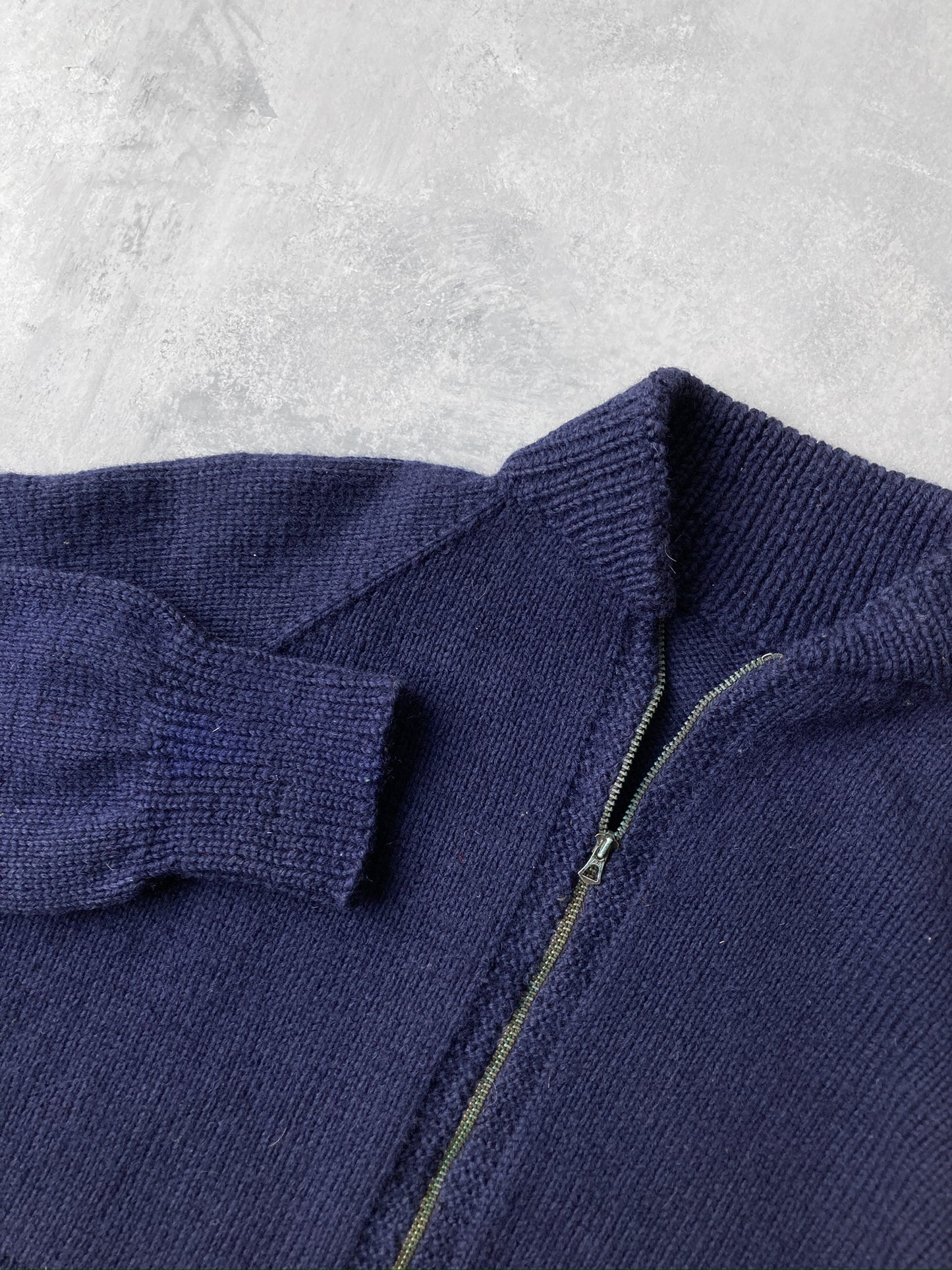 Dark Blue Hand Knit Sweater 70's - Small