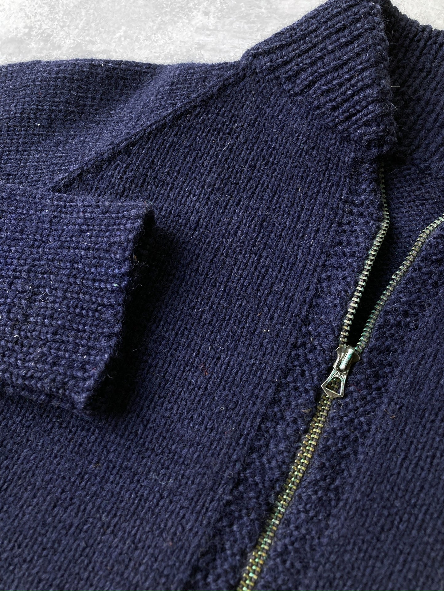 Dark Blue Hand Knit Sweater 70's - Small