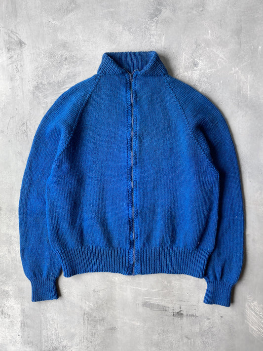 Blue Hand Knit Sweater 70's - Small