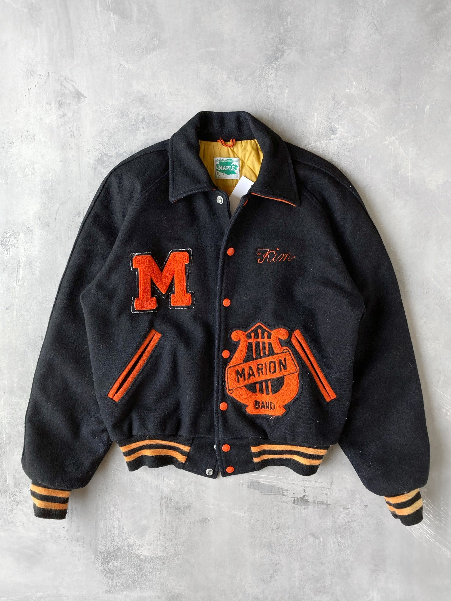 Vintage Varsity Jacket - Orange M