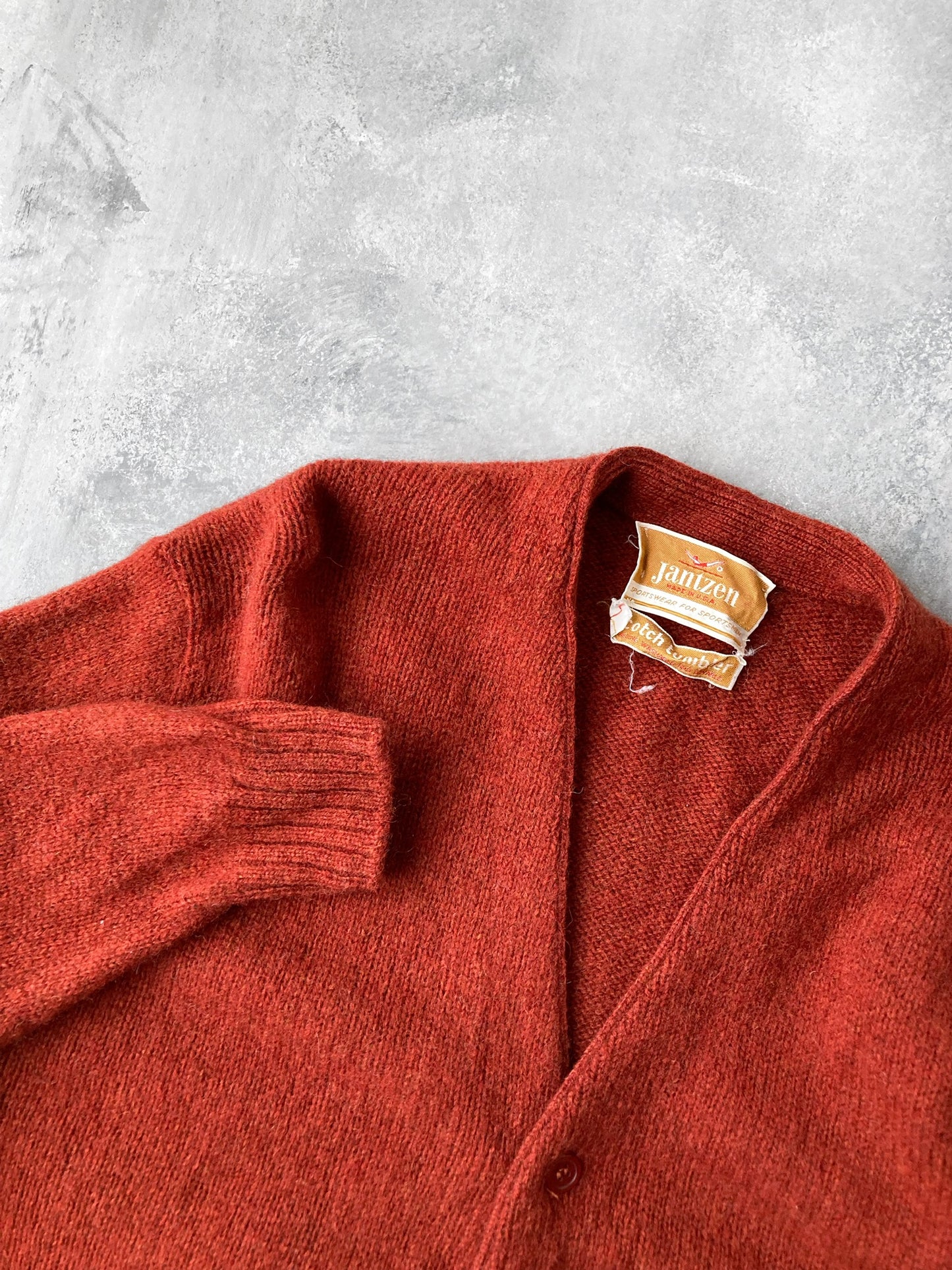 Orange V-Neck Cardigan 70's - Large