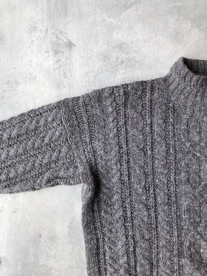 Gray Cable Knit Sweater 90's - Small Oversized