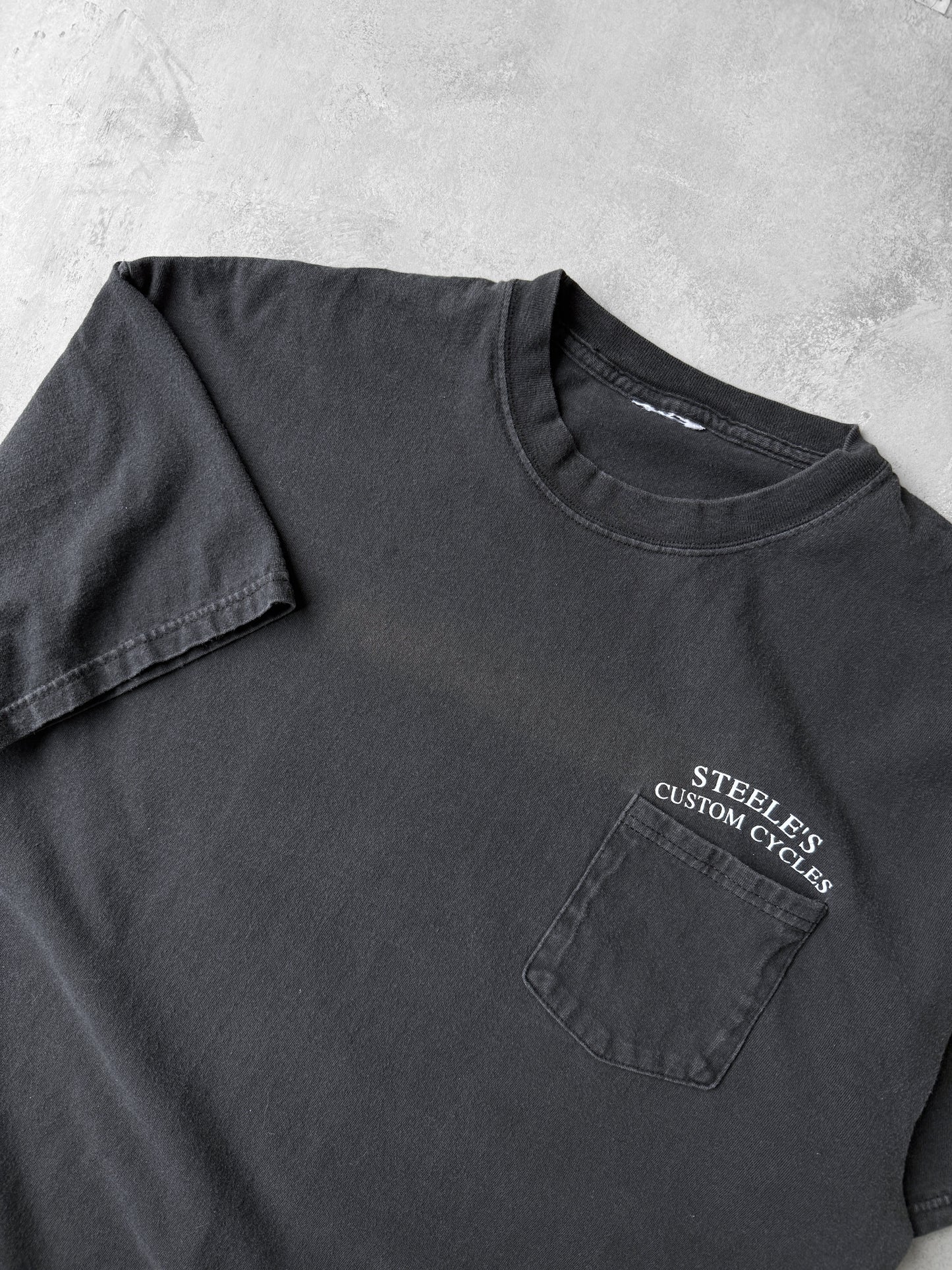 Steele's Custom Cycles Pocket T-Shirt 90's - XL