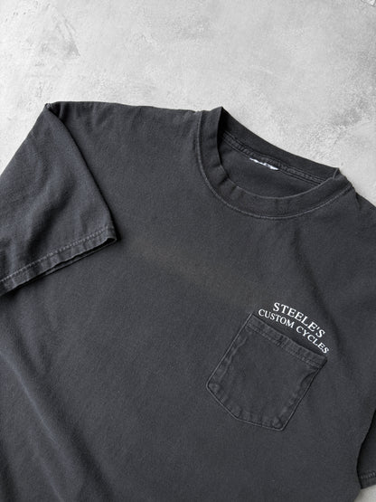 Steele's Custom Cycles Pocket T-Shirt 90's - XL