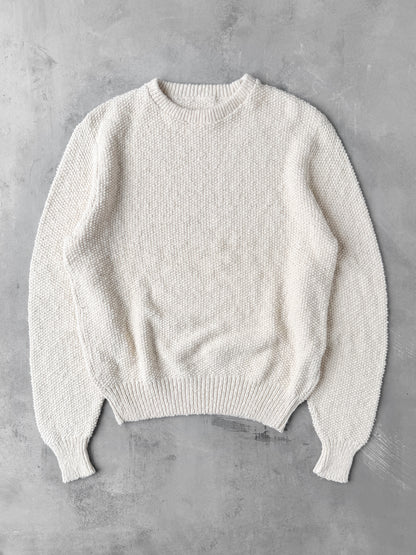 Textured White Sweater 90's - Large