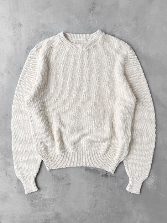 Textured White Sweater 90's - Large