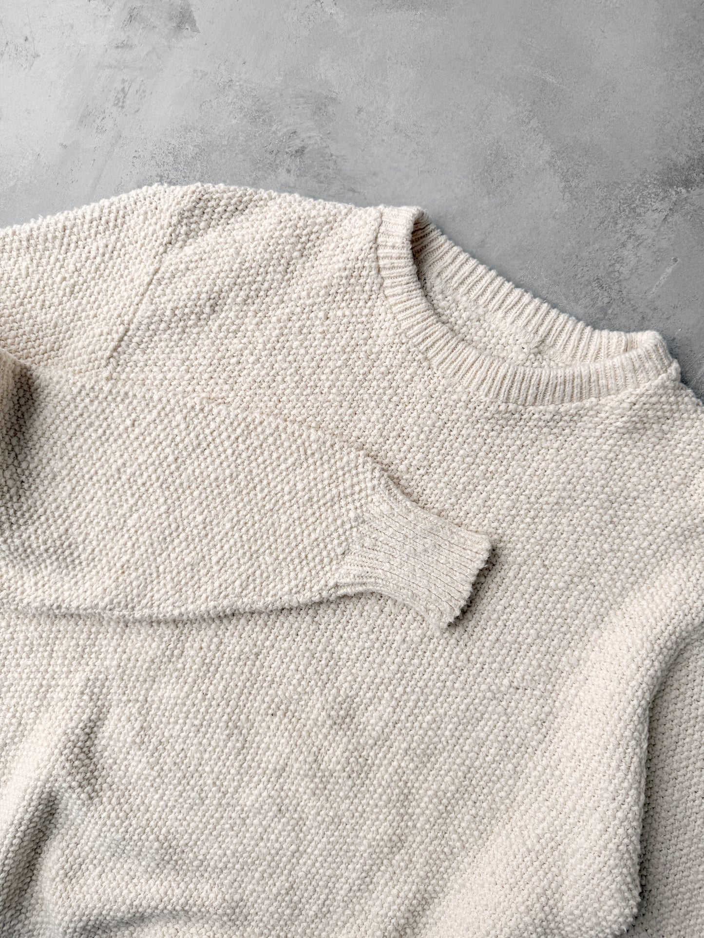 Textured White Sweater 90's - Large