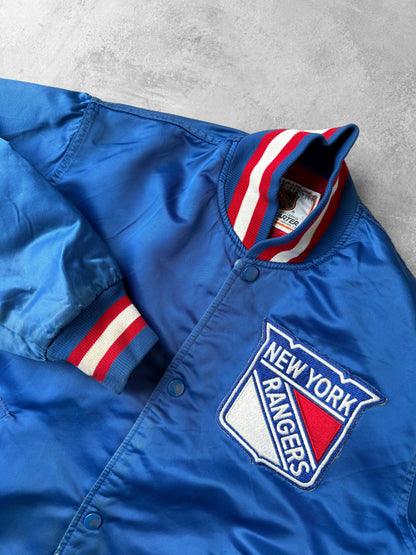 New York Rangers Satin Bomber Jacket 90's - Small