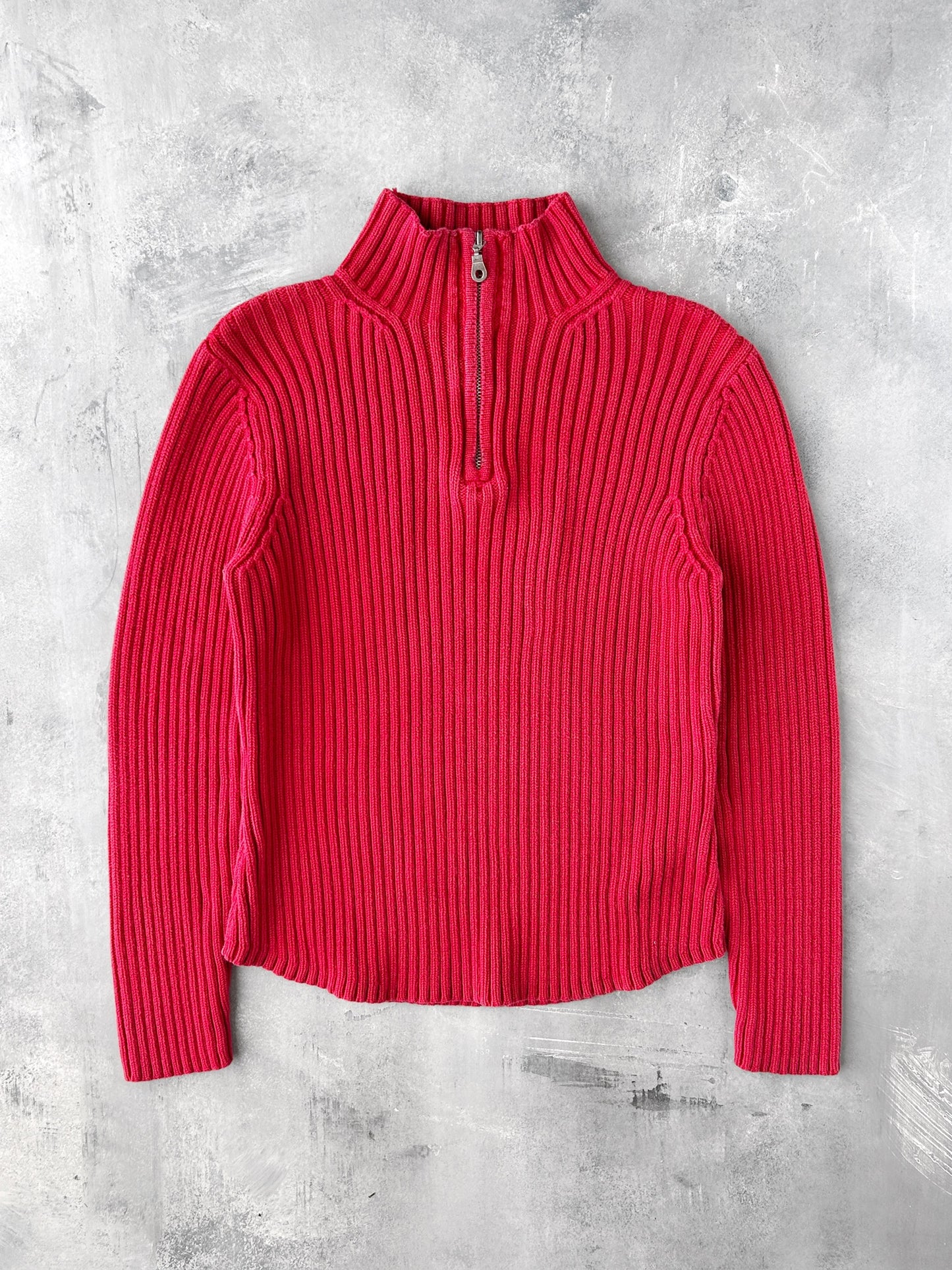 Ribbed Quarter Zip Sweater 00's - Large