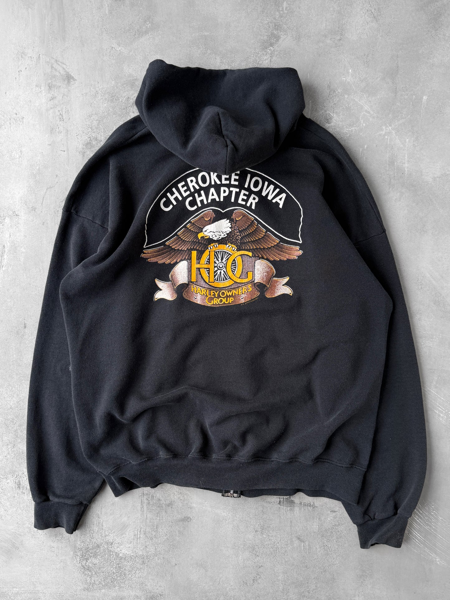 Harley Owners Group Zippered Hoodie 90's - XXL