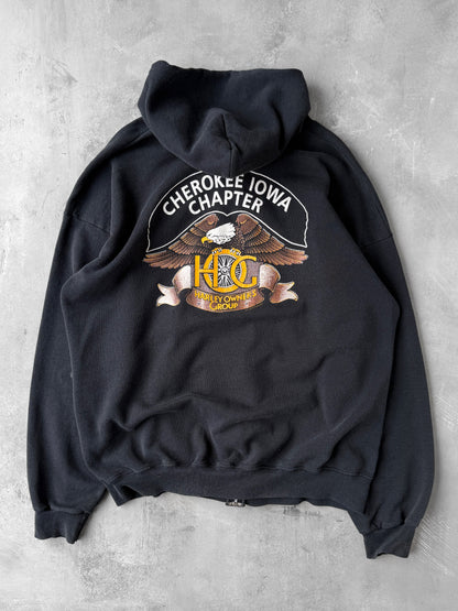 Harley Owners Group Zippered Hoodie 90's - XXL