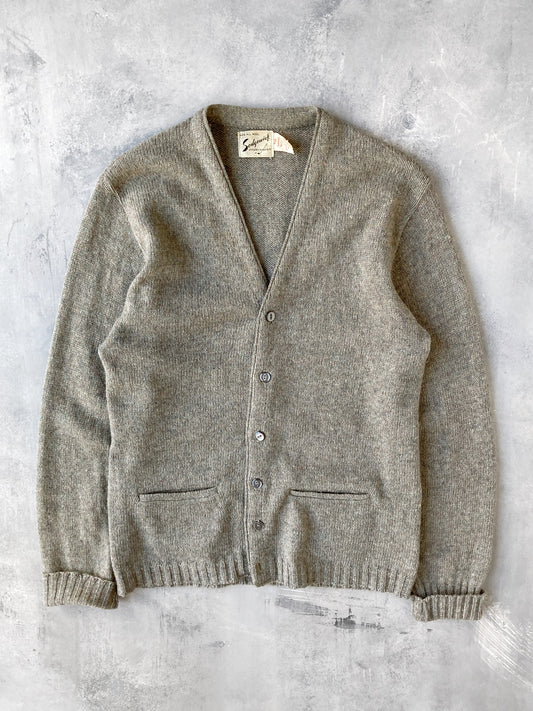 Marled Wool Cardigan Sweater 70's - Small