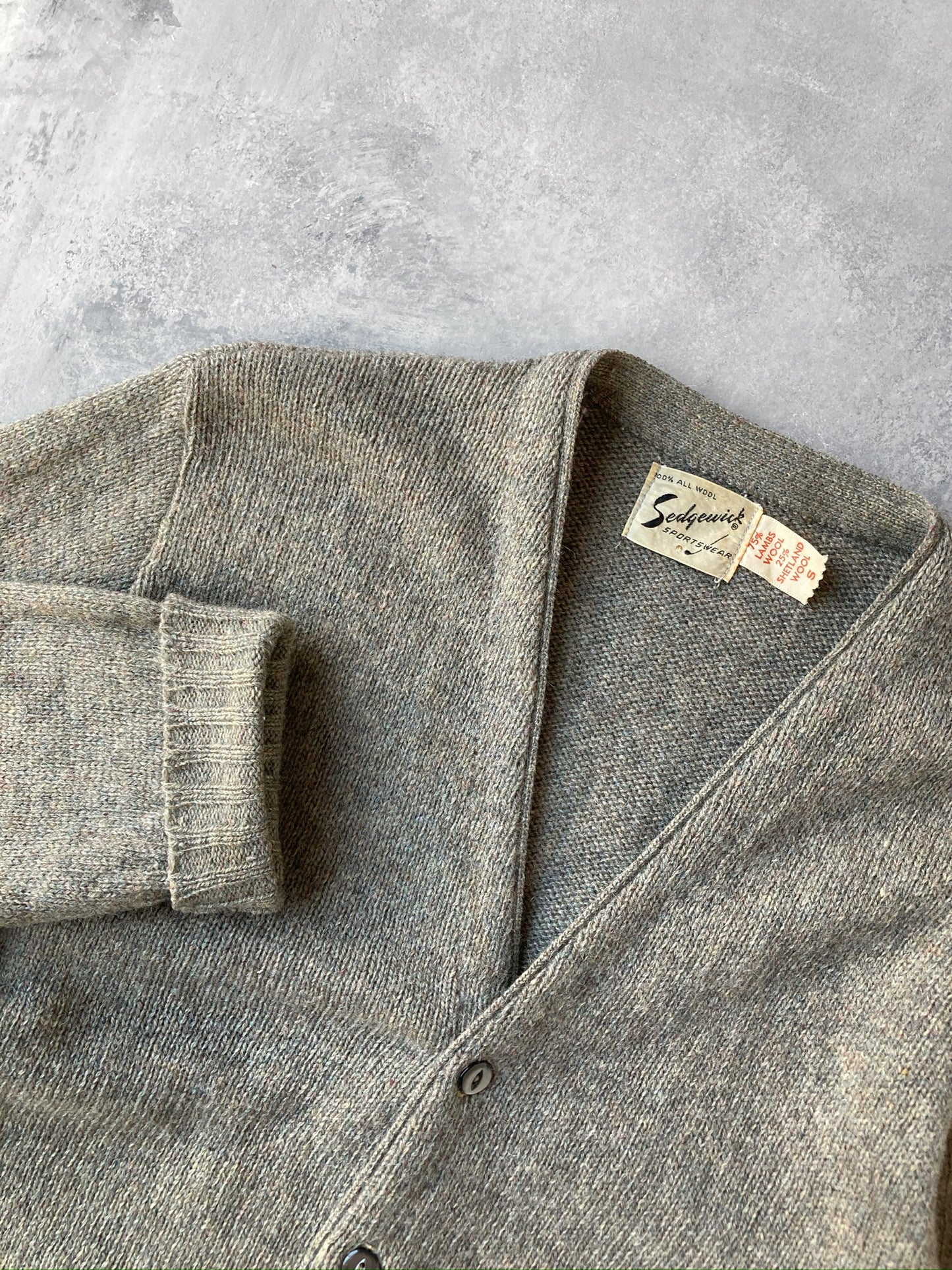 Marled Wool Cardigan Sweater 70's - Small