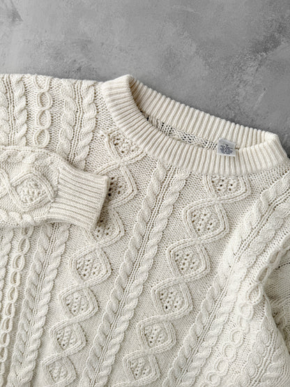 Cream Cable Knit Sweater - Large