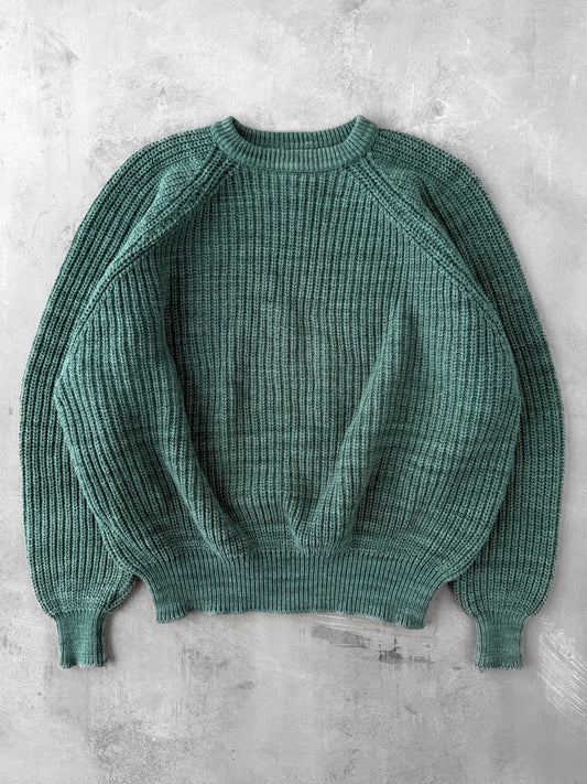 L.L. Bean Teal Ribbed Sweater 80's - XL