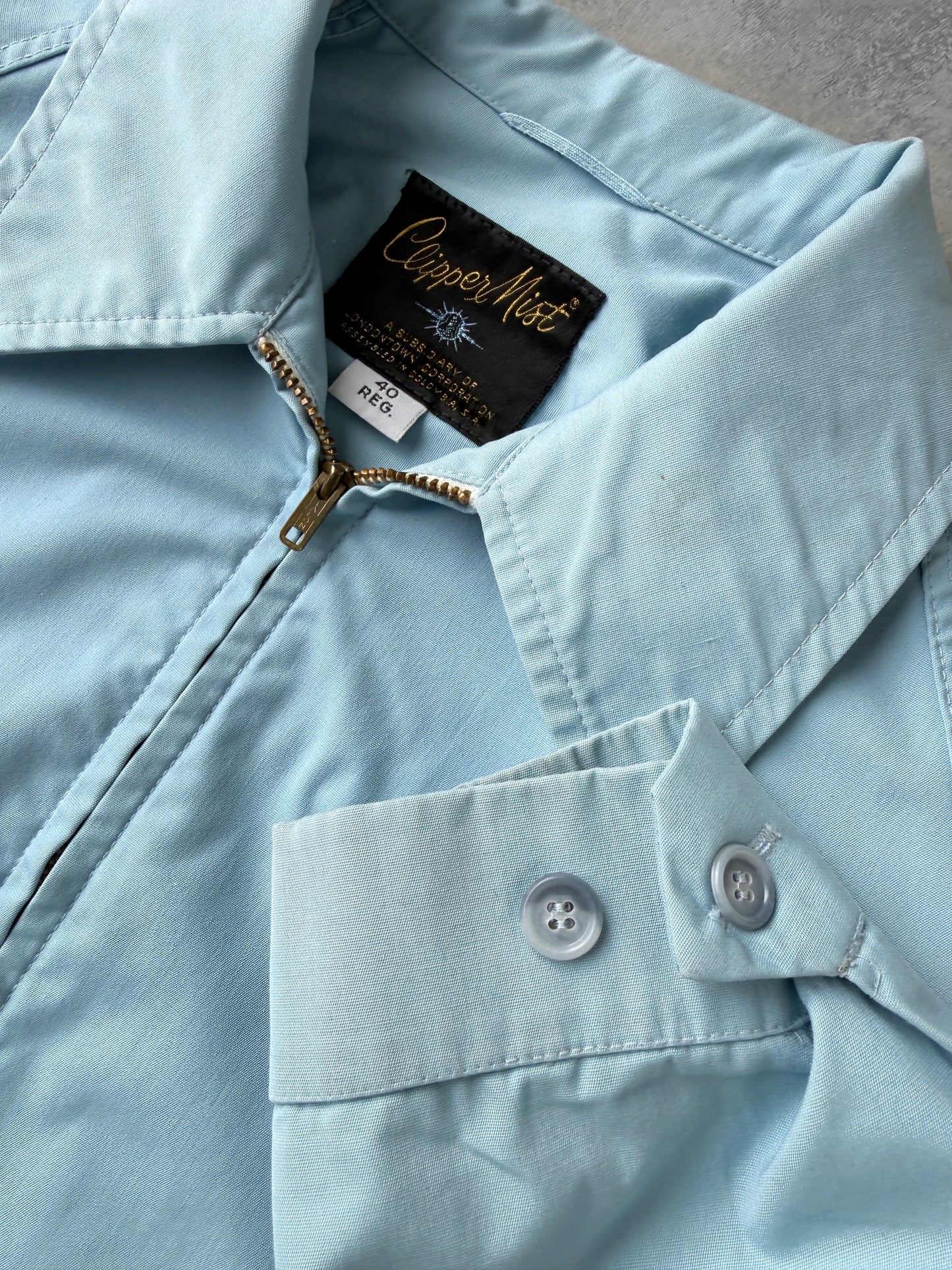 Sky Blue Gabardine Jacket 70's - Large
