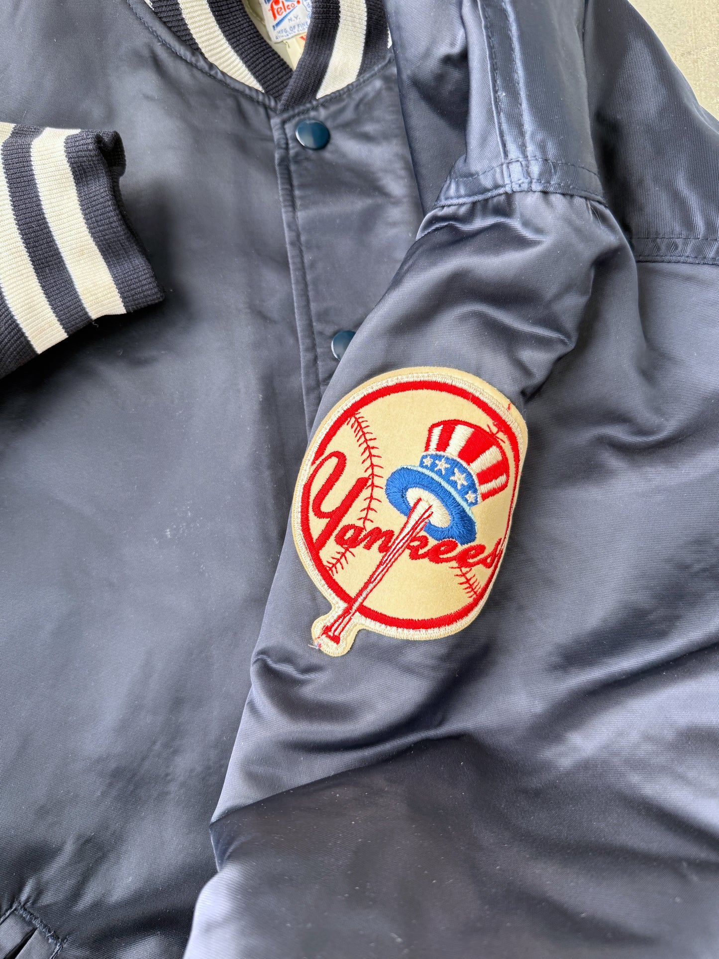New York Yankees Satin Bomber Jacket 80's - XL