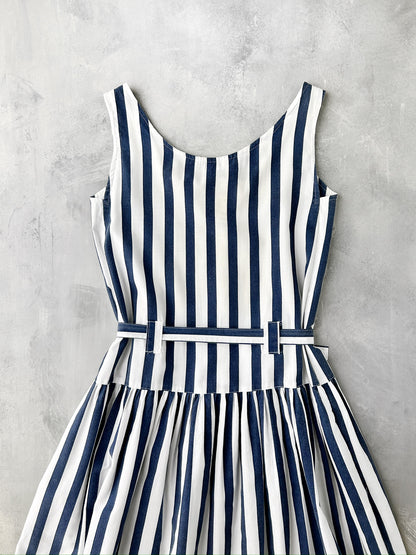 Striped Midi Dress 80's - Small