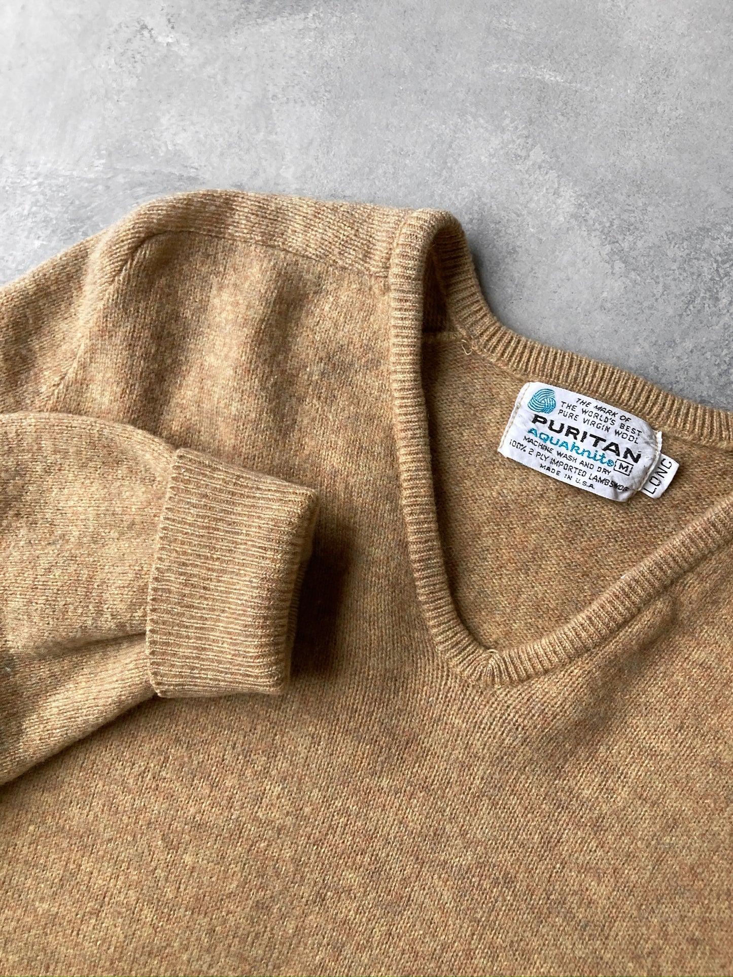 Tan Wool Sweater 70's - Medium Tall