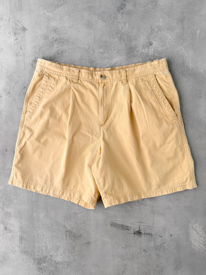 Yellow Pleated Shorts Y2K - Large