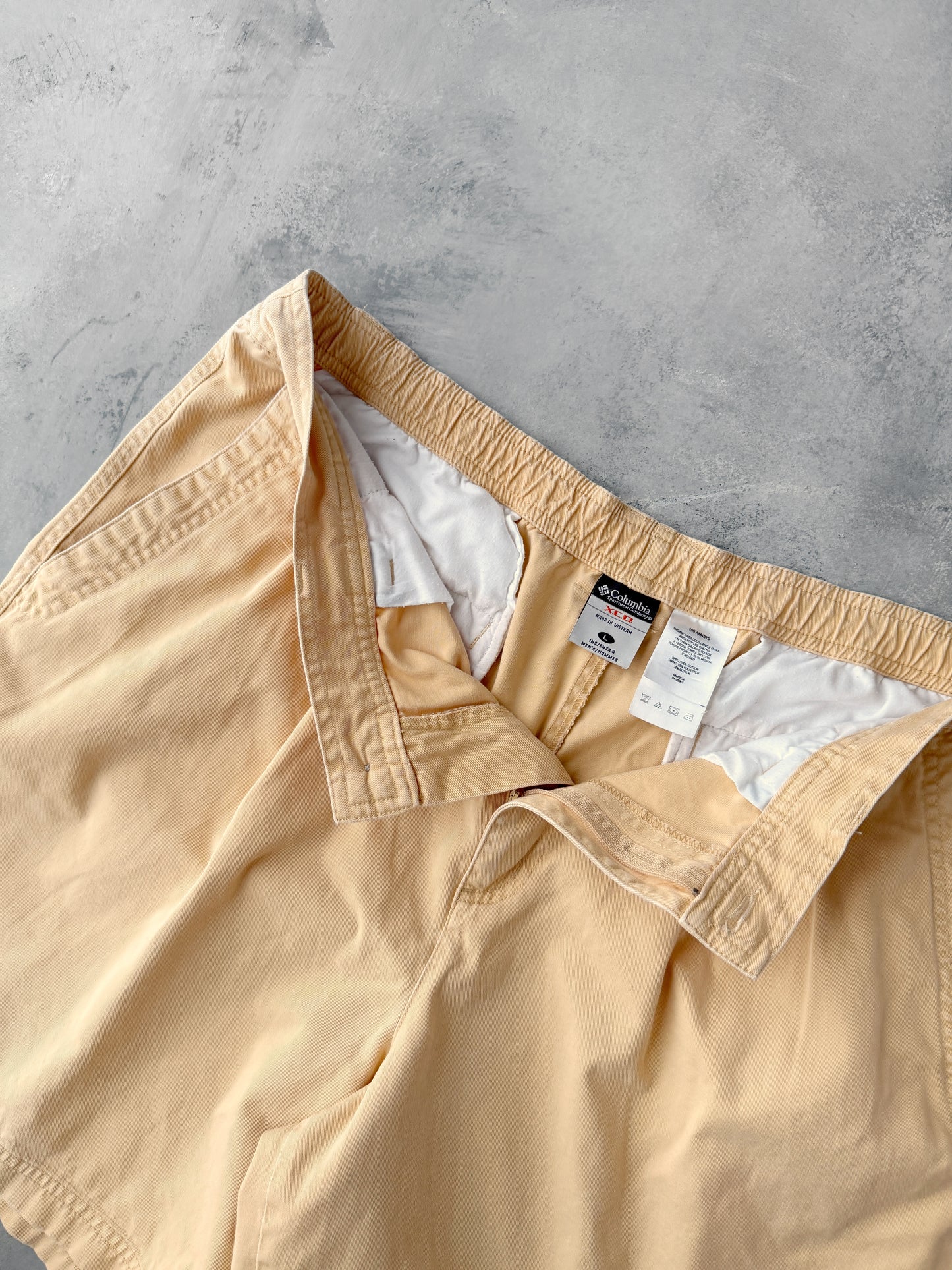 Yellow Pleated Shorts Y2K - Large