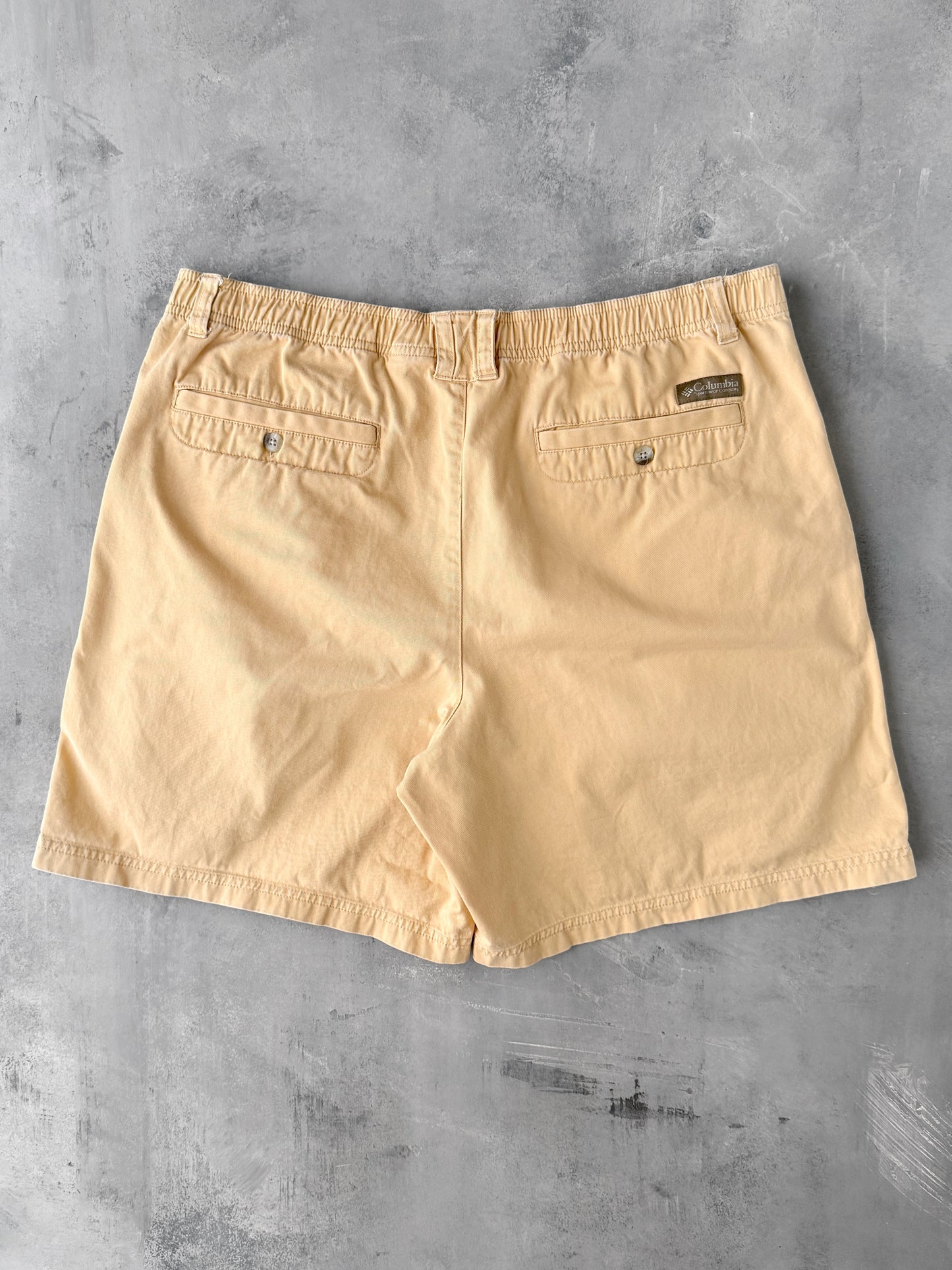 Yellow Pleated Shorts Y2K - Large
