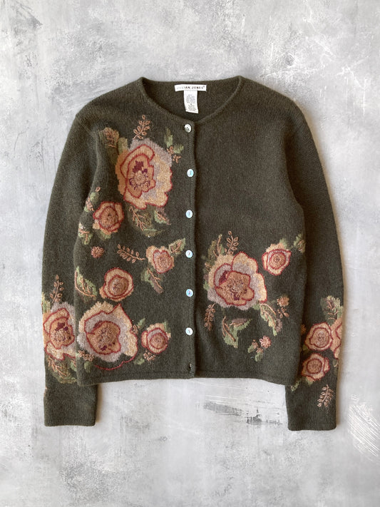 Embroidered Wool Cardigan - Small