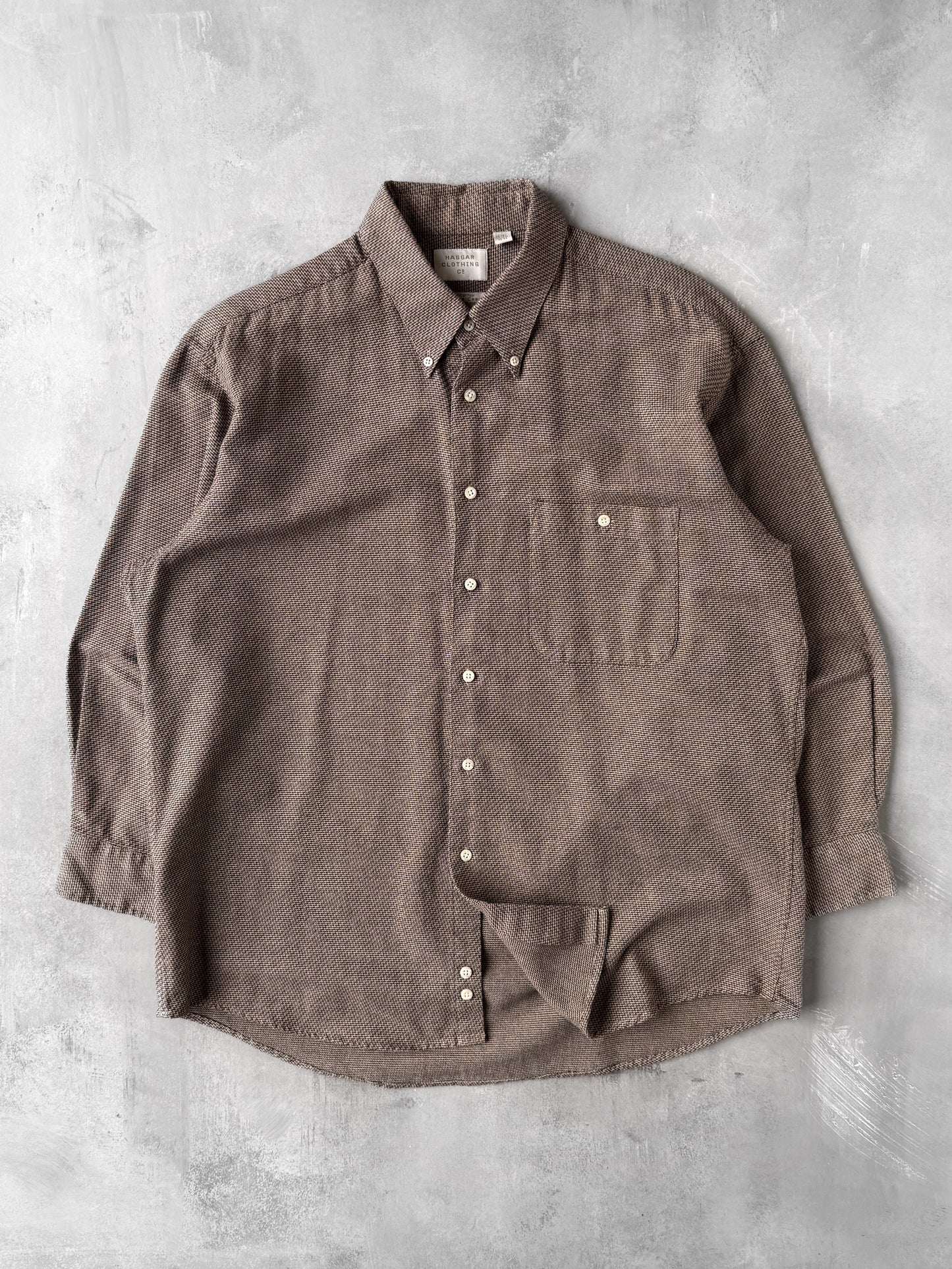 Brown Button Down Shirt Y2K - Large