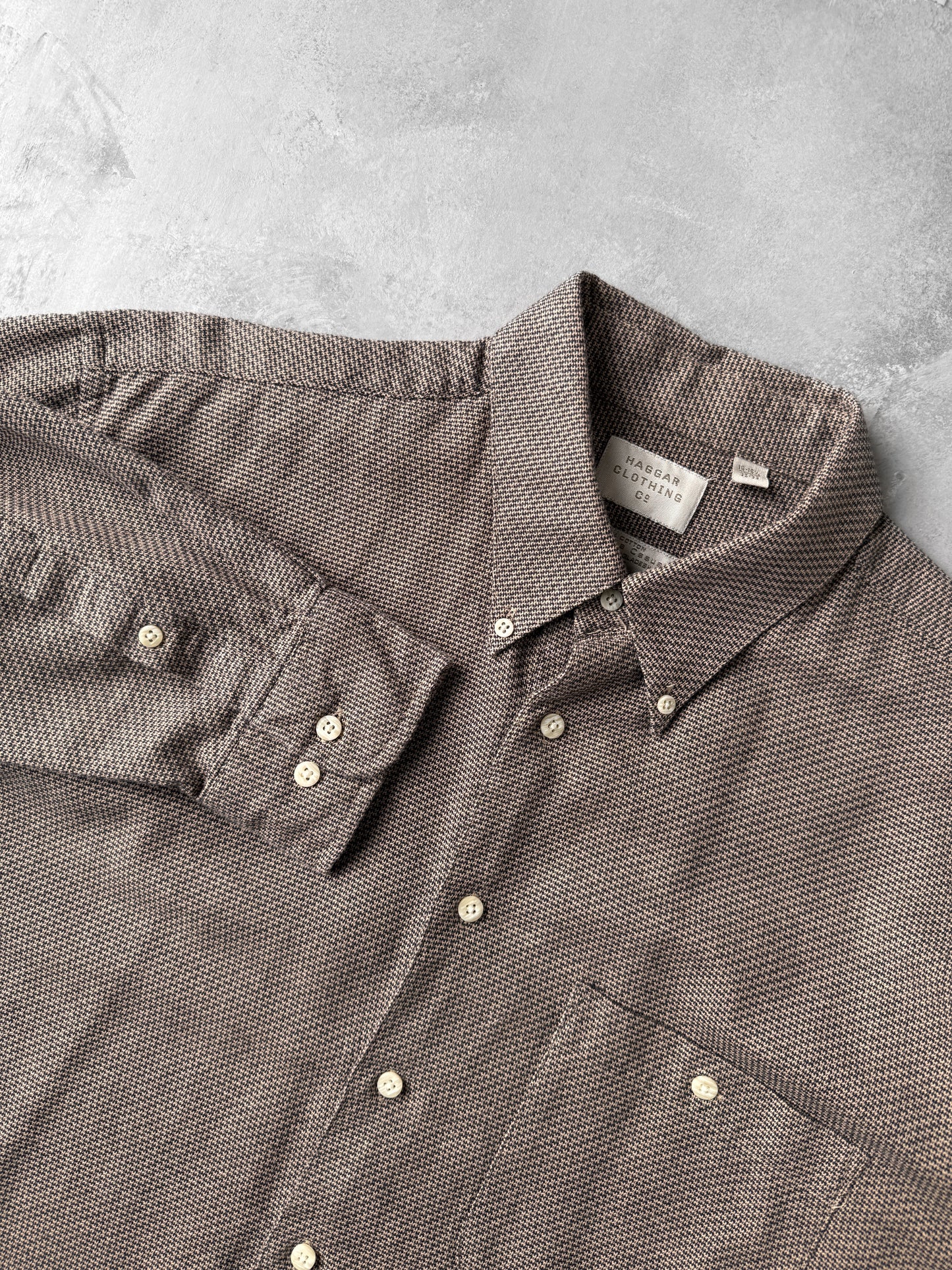 Brown Button Down Shirt Y2K - Large