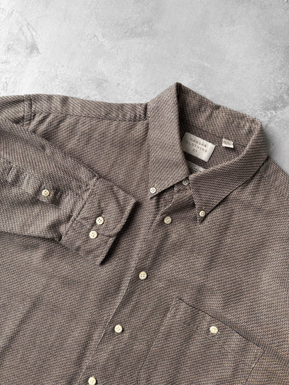 Brown Button Down Shirt Y2K - Large