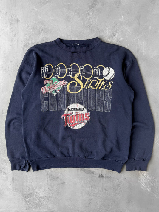 Distressed Minnesota Twins World Series Sweatshirt '91 - Large