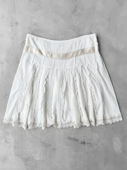 White Flowy Skirt Y2K - Large