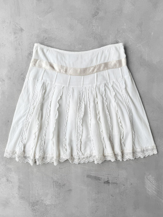 White Flowy Skirt Y2K - Large