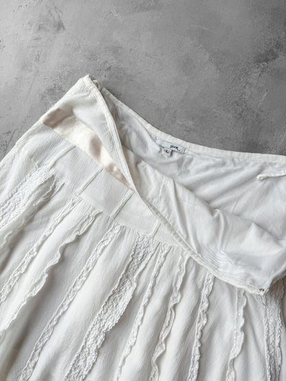 White Flowy Skirt Y2K - Large