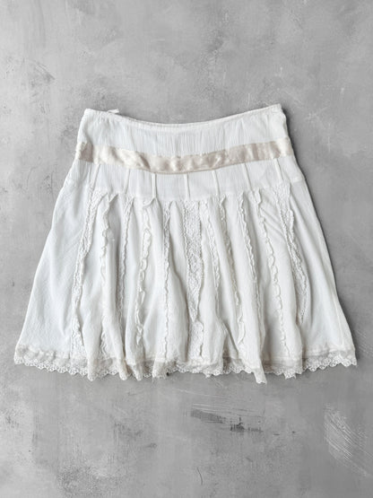 White Flowy Skirt Y2K - Large