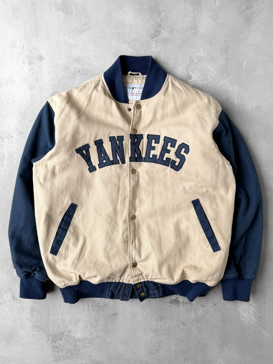 New York Yankees Canvas Bomber Jacket Y2K - Large