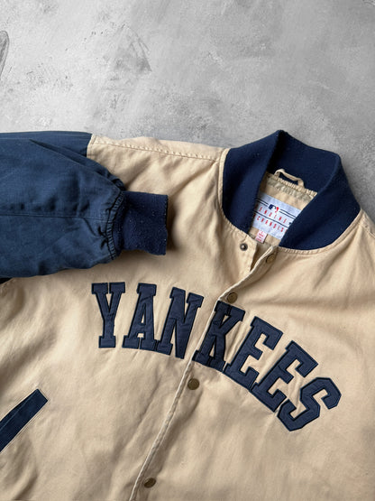 New York Yankees Canvas Bomber Jacket Y2K - Large