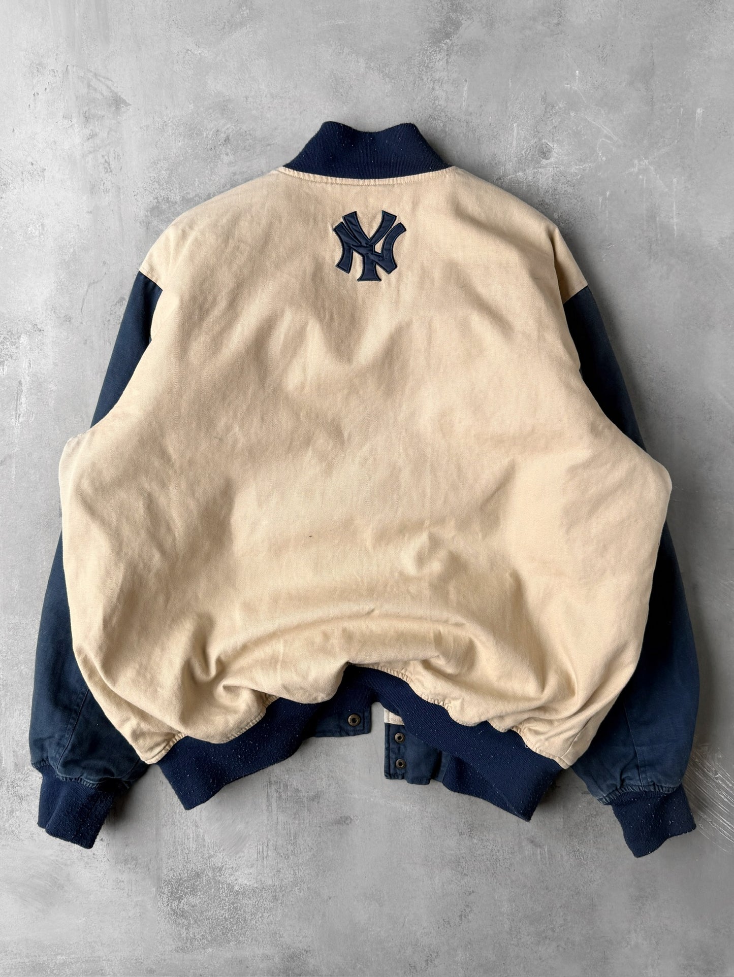 New York Yankees Canvas Bomber Jacket Y2K - Large