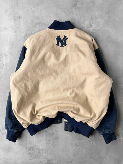 New York Yankees Canvas Bomber Jacket Y2K - Large