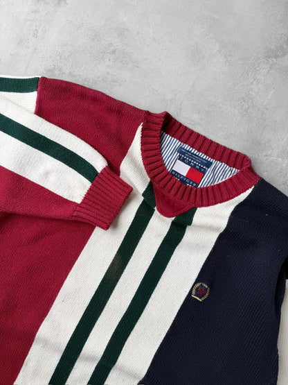 Tommy Hilfiger Colorblock Sweater 90's - Large
