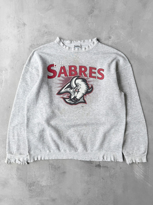 Distressed Buffalo Sabres Sweatshirt 90's - Large