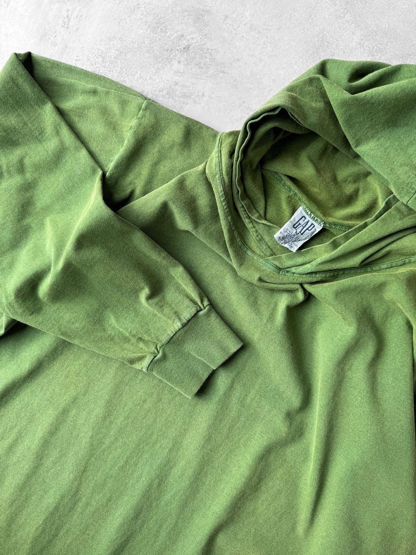 Green Hooded T-Shirt 90's - Medium