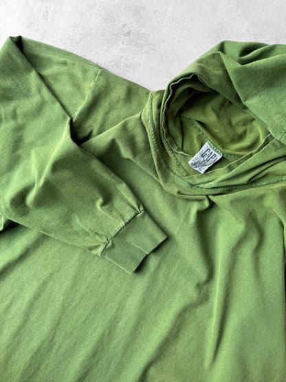 Green Hooded T-Shirt 90's - Medium