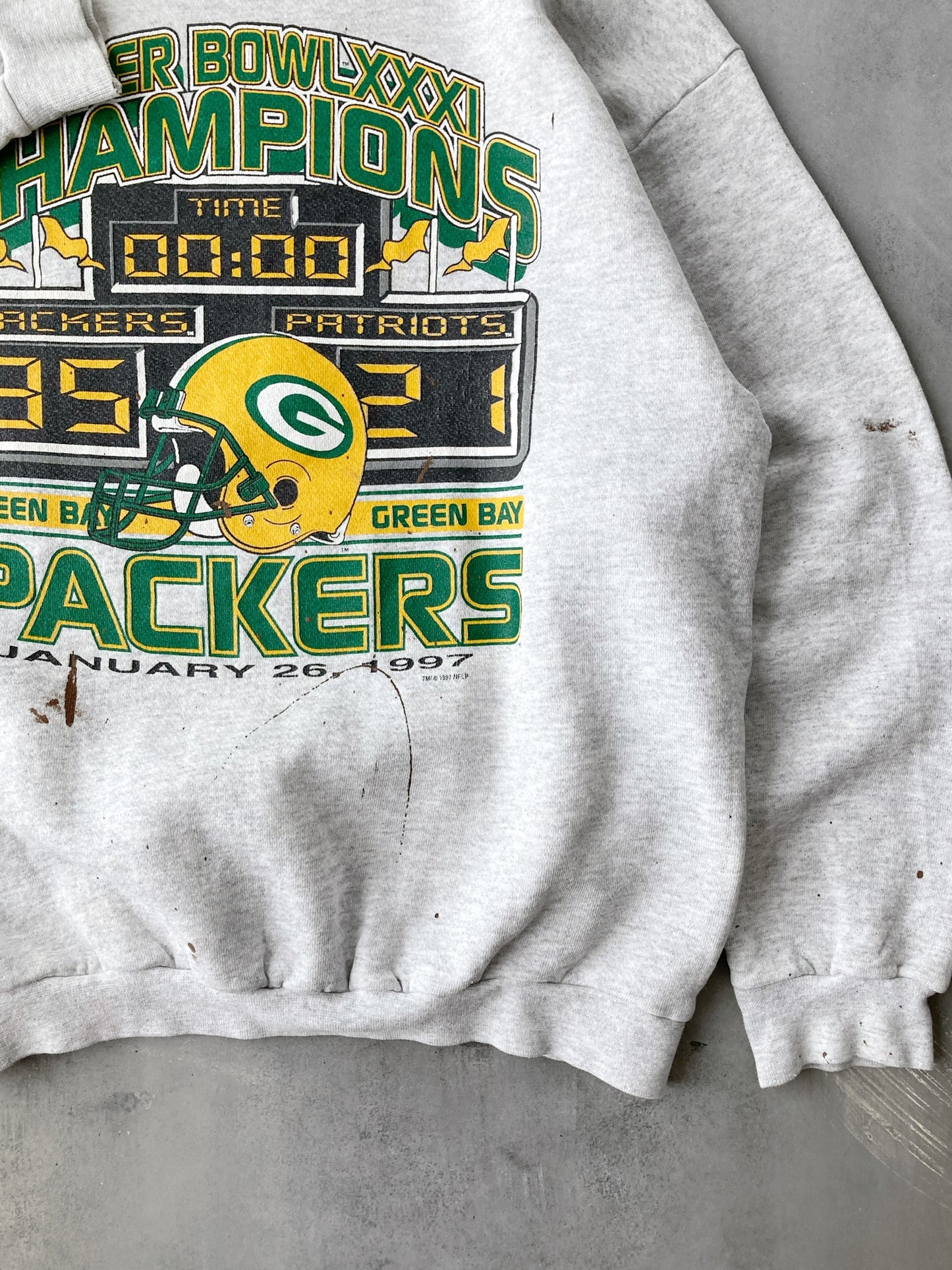 Green Bay Packers Super Bowl XXXI Sweatshirt '97 - Large