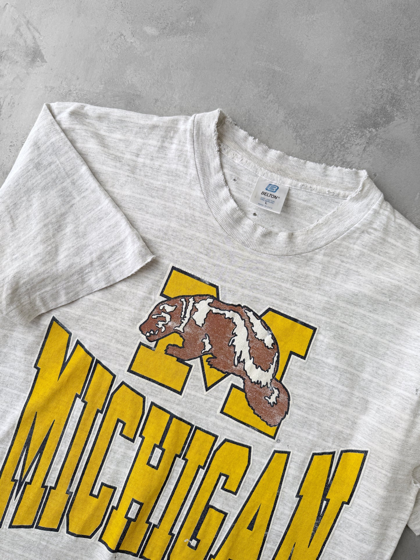 University of Michigan Distressed T-Shirt 90's - Medium