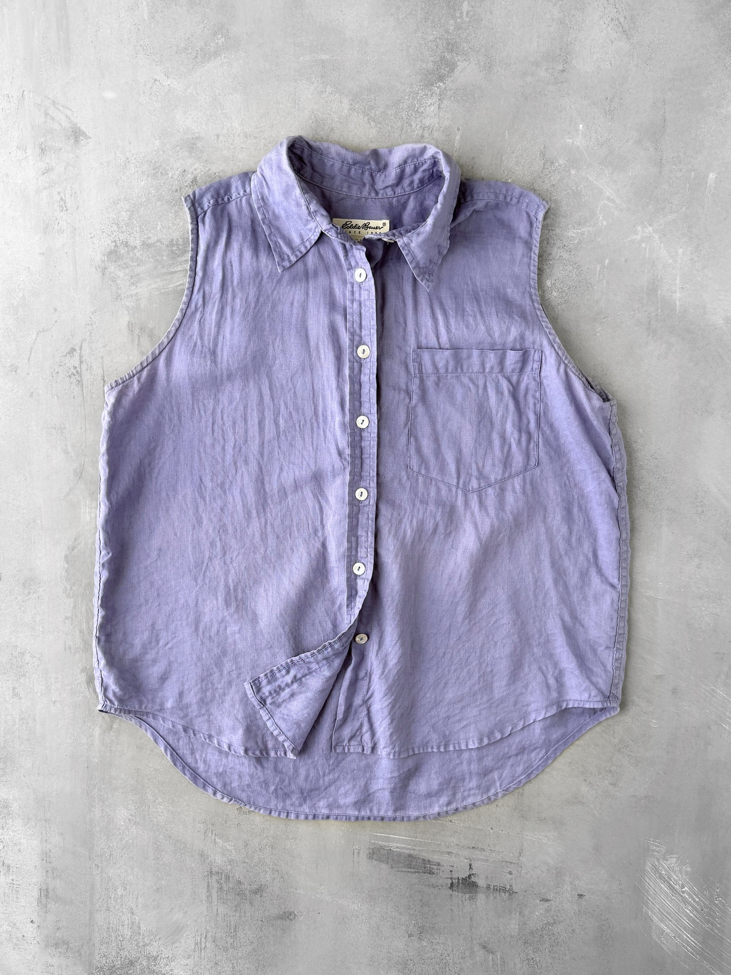 Linen Sleeveless Blouse 90's - Medium