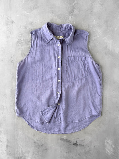 Linen Sleeveless Blouse 90's - Medium