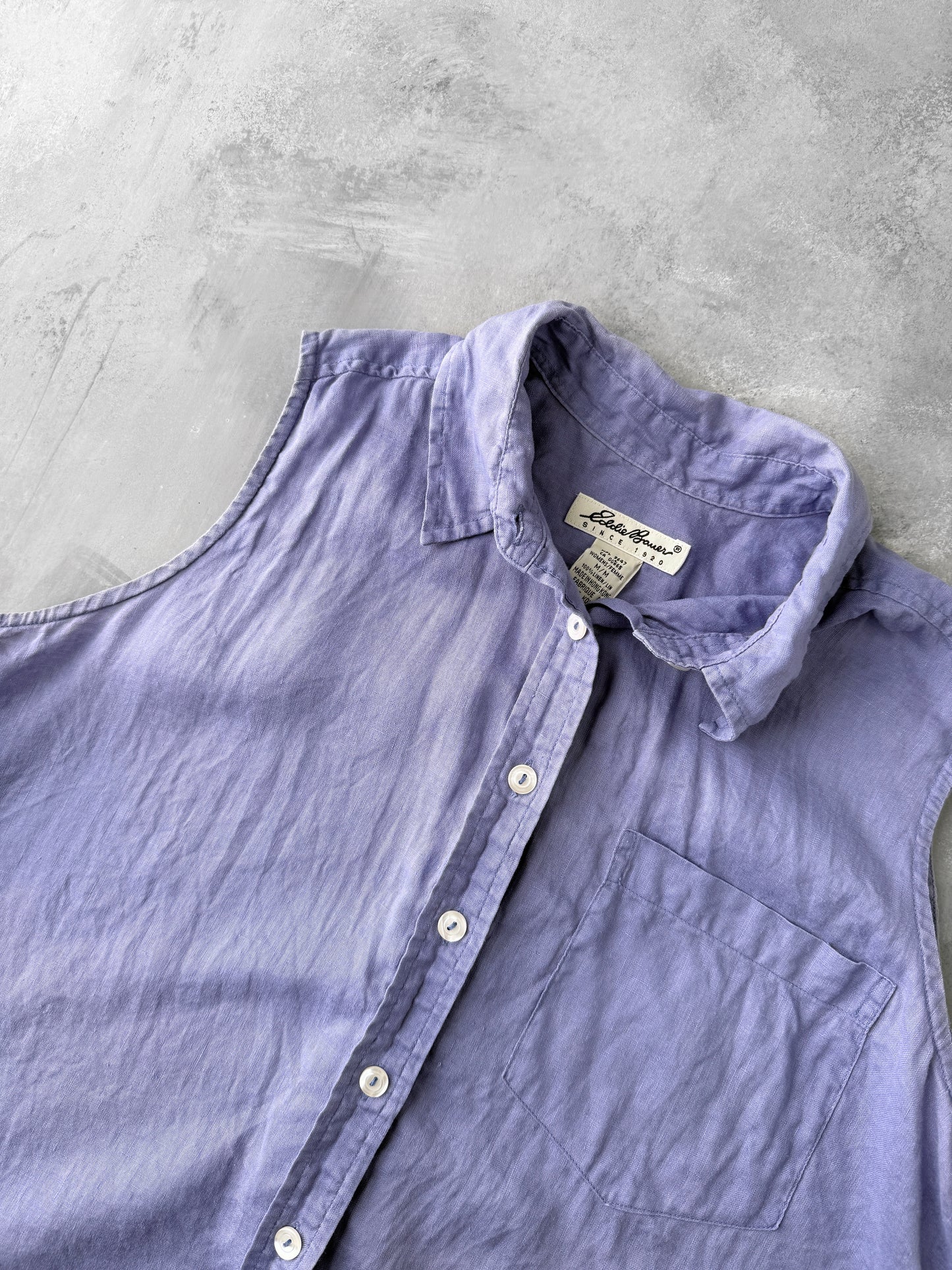 Linen Sleeveless Blouse 90's - Medium