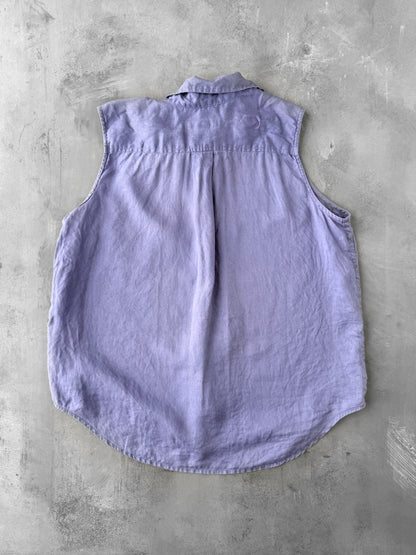 Linen Sleeveless Blouse 90's - Medium